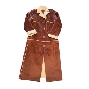 LAUREN Ralph Laren Brown Faux Suede Shearling Long Sz PS Western Country Coat